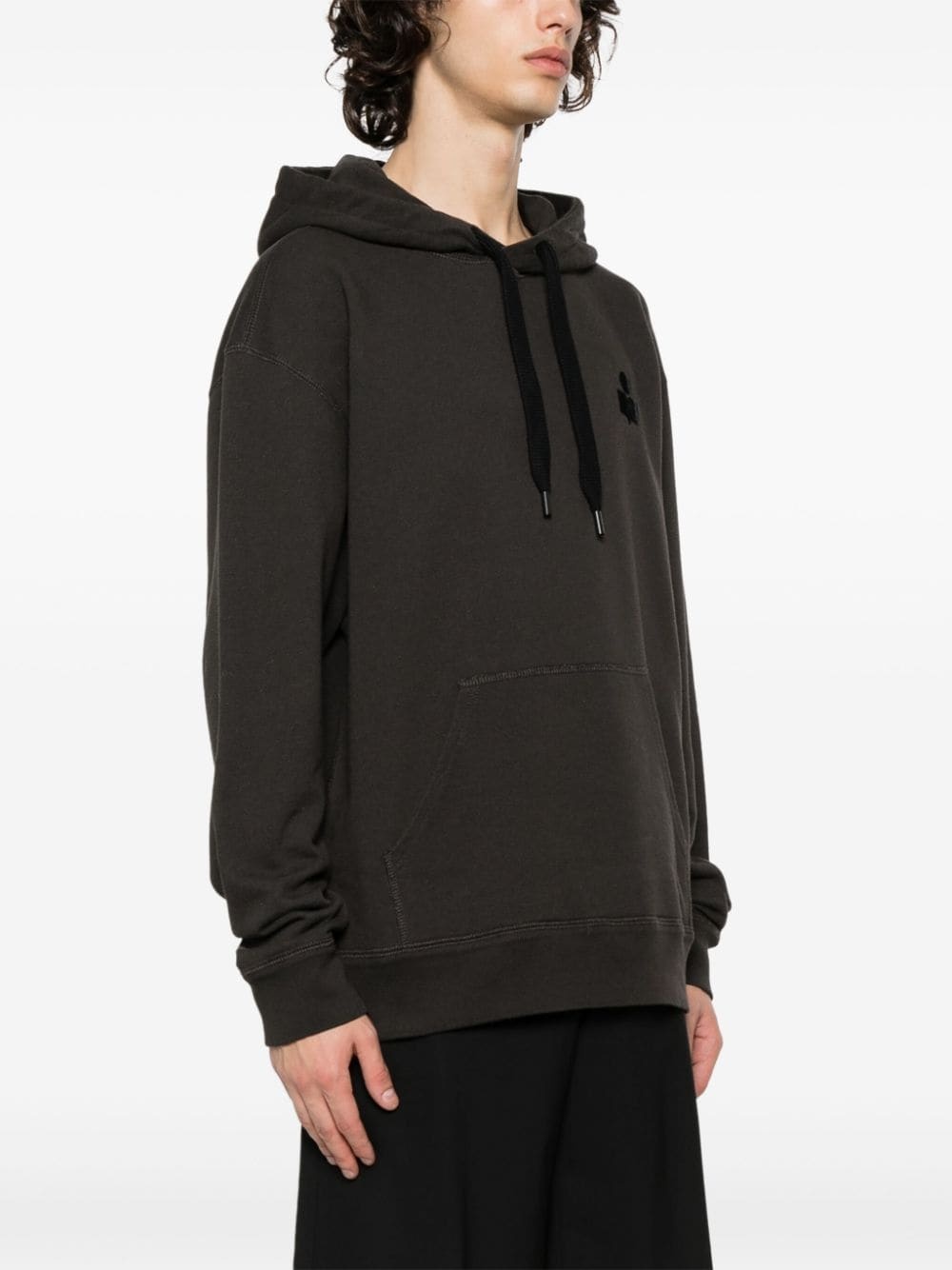 logo-appliquÃ© drawstring hoodie - 3