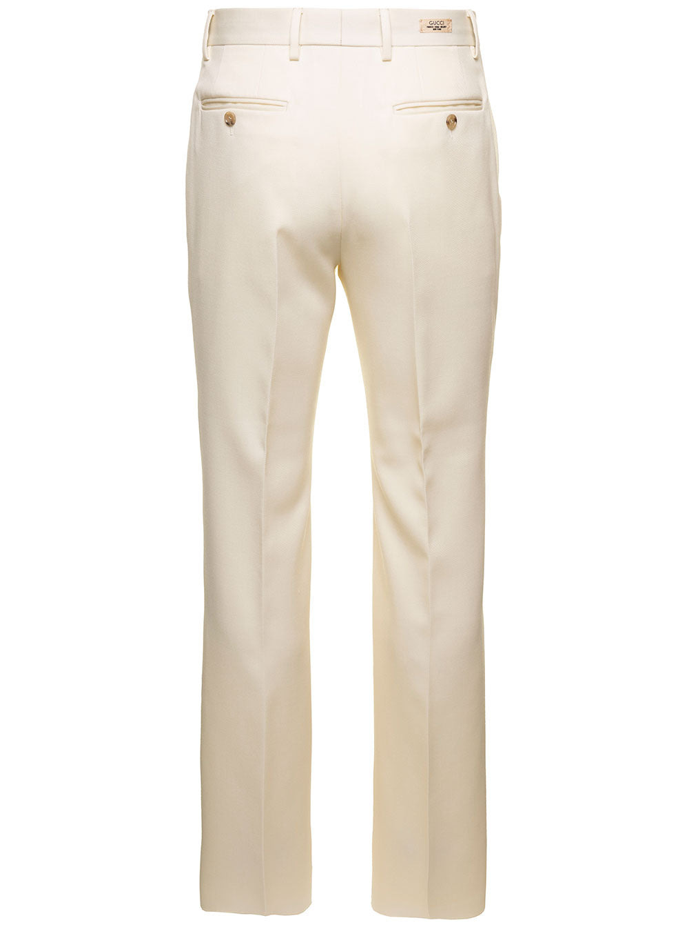 Gucci Men White Straight-Leg Pants With Gucci Cities Patch In Wool Man - 2