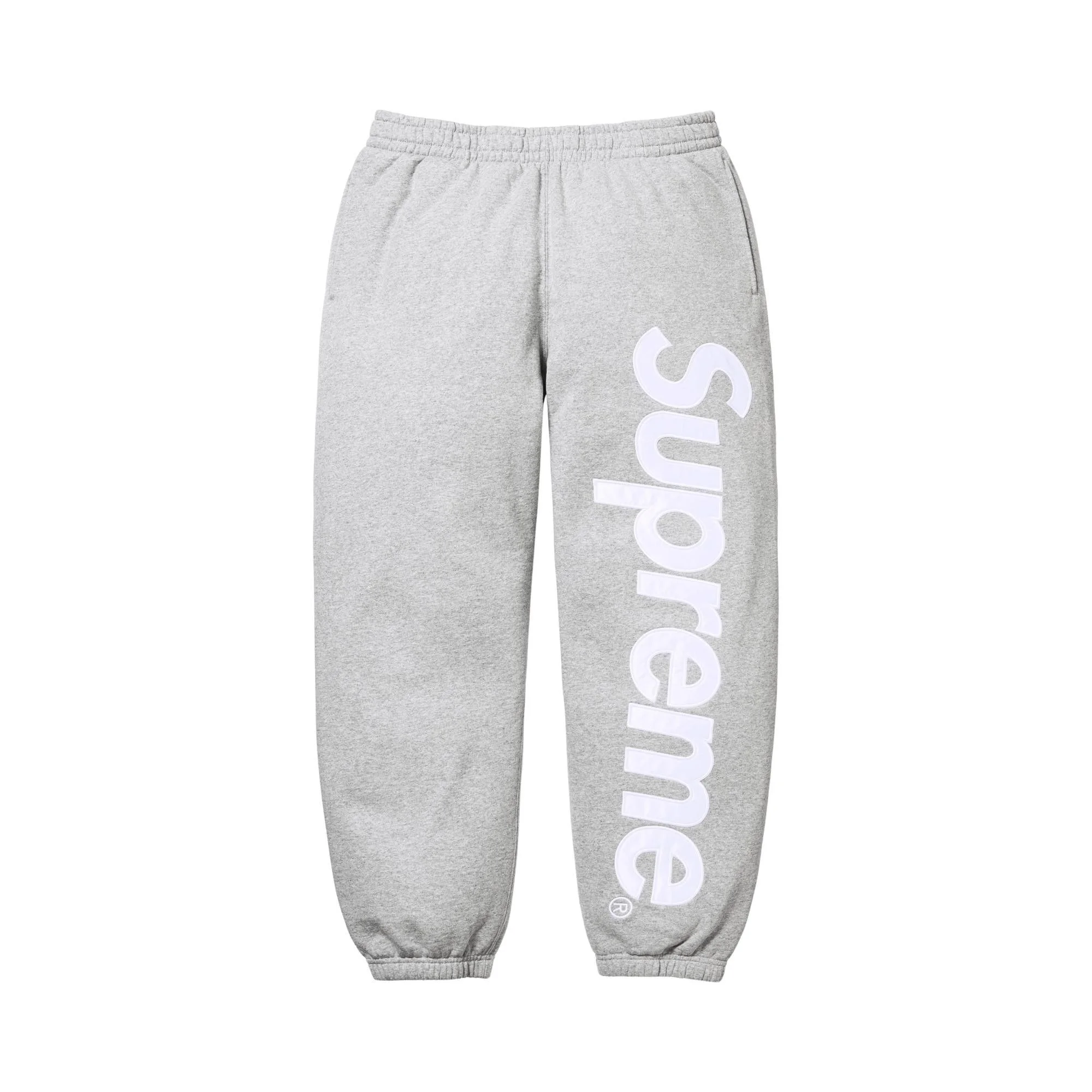 Supreme Satin Appliqué Sweatpant 'Heather Grey' - 1