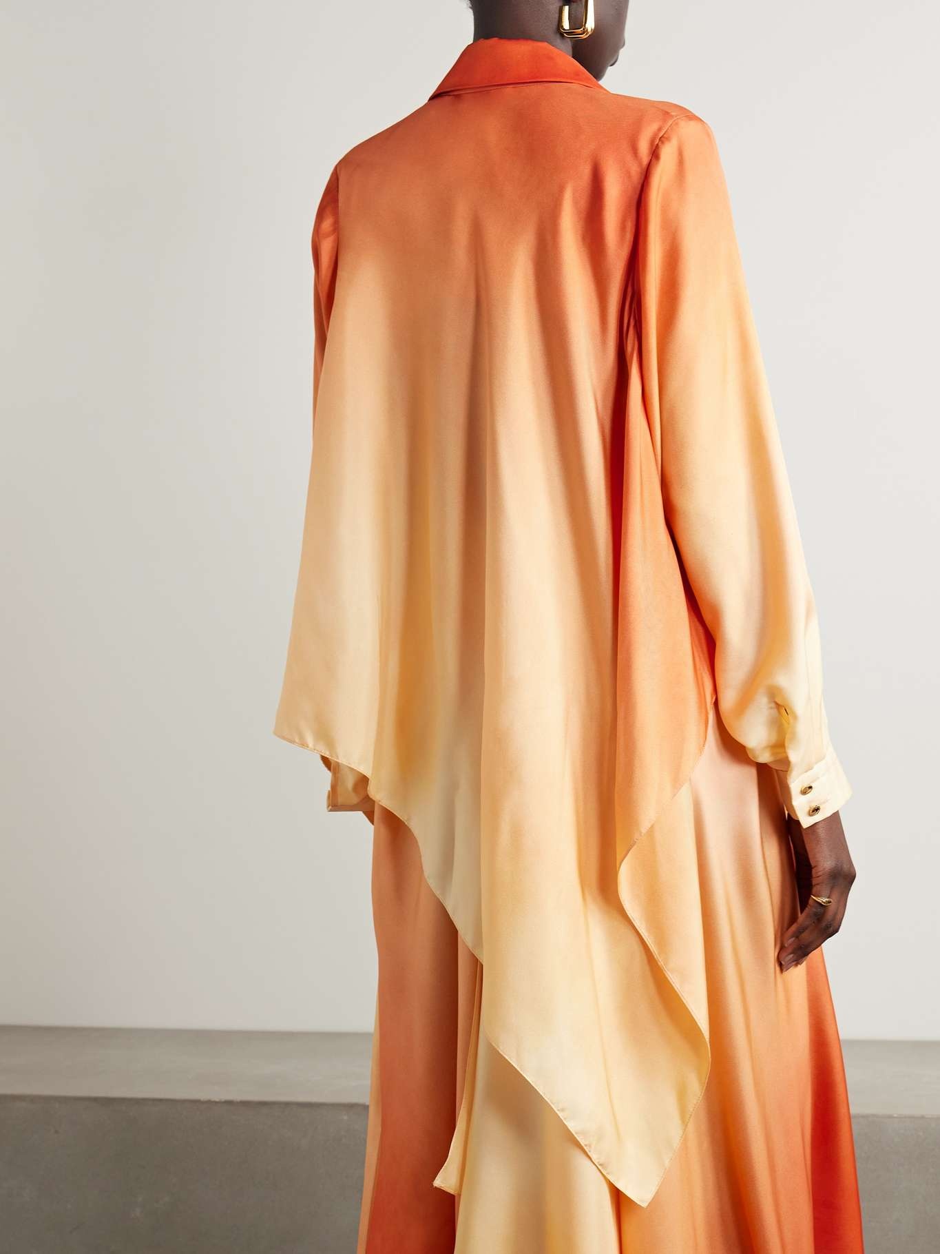 Tranquility asymmetric ombré silk-twill shirt - 4