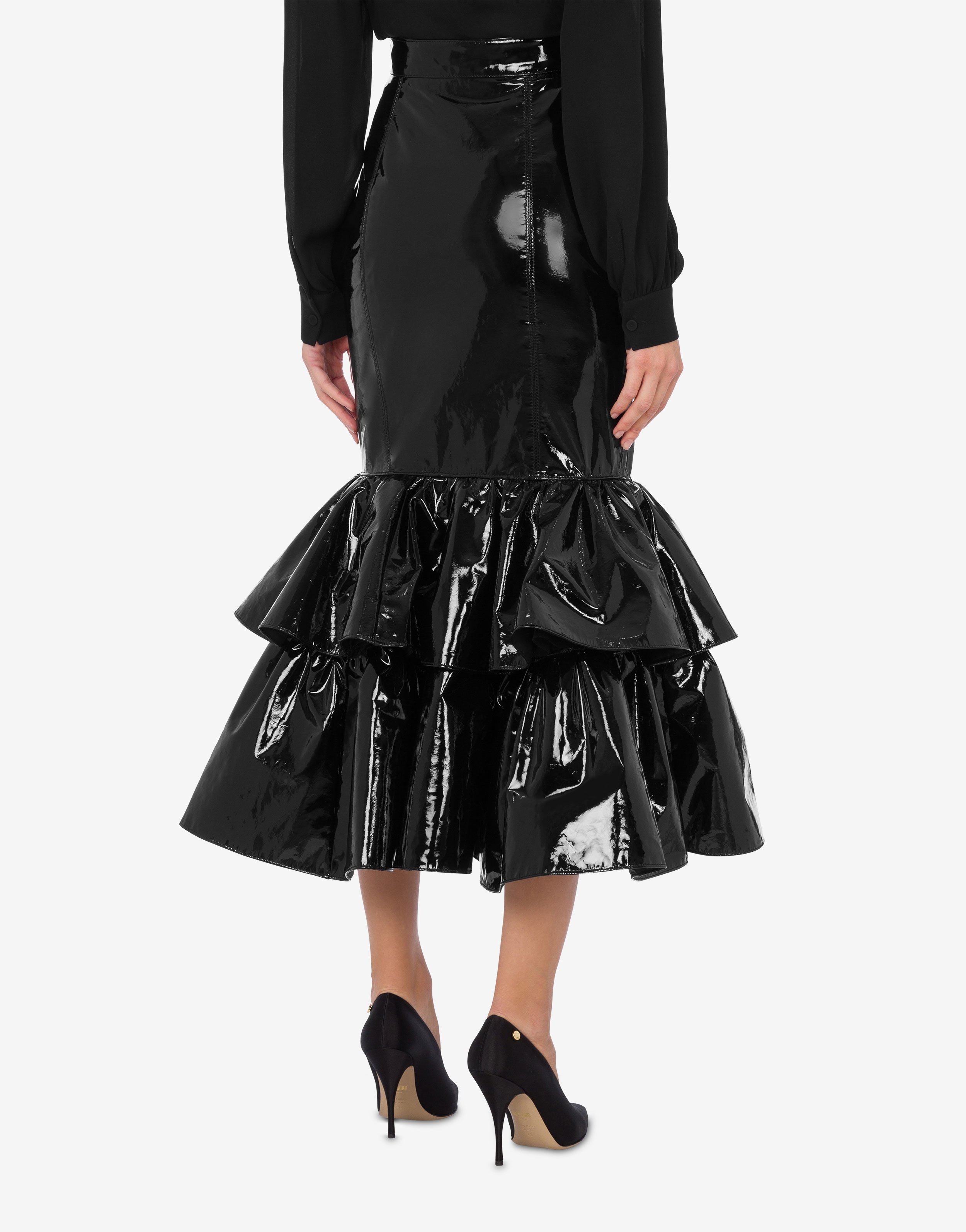 PATENT LEATHER SKIRT WITH RUFFLES - 3