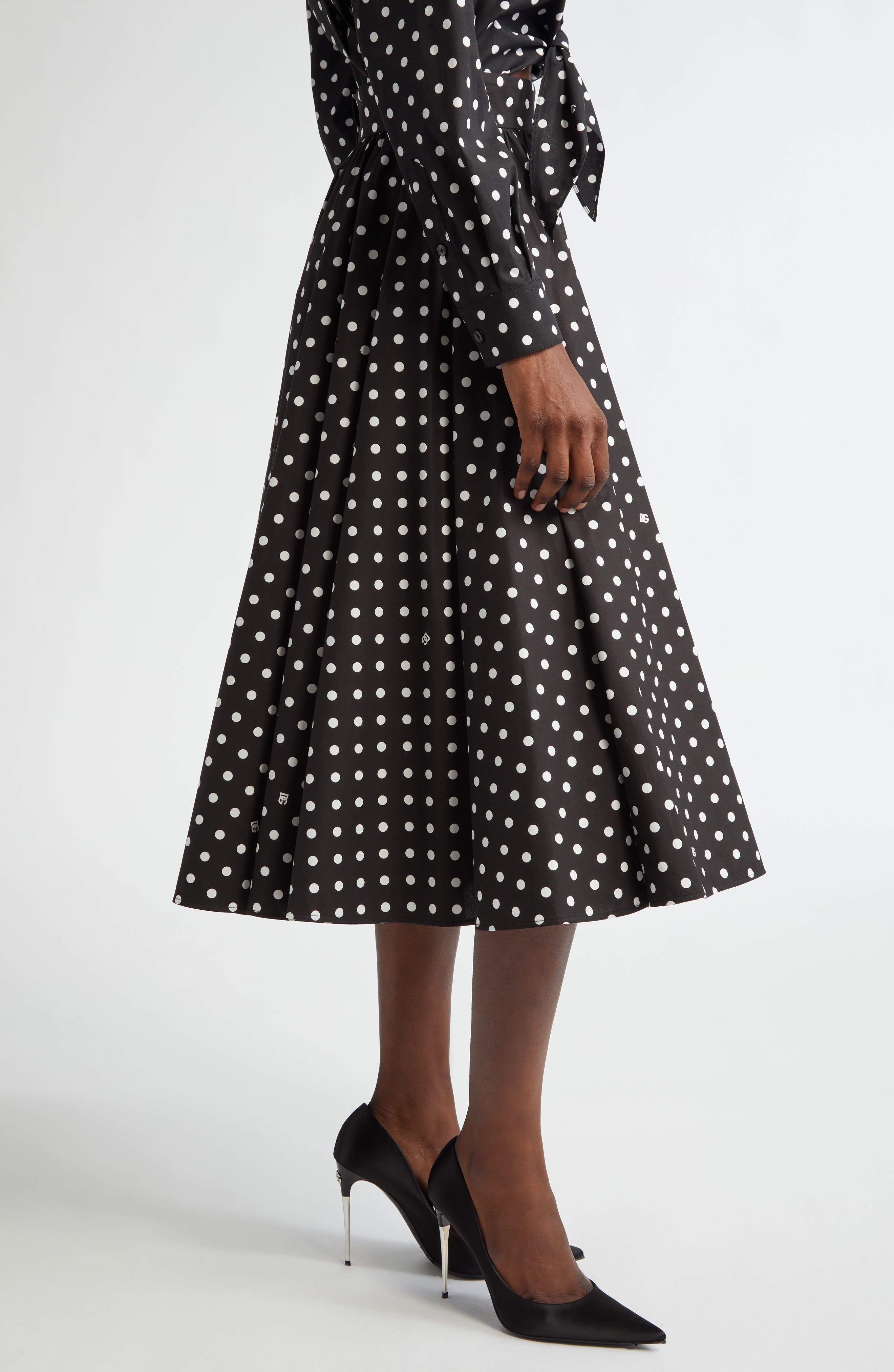 Dolce&Gabbana Polka Dot Cotton Circle Skirt in Hnzqw Pois Picc 0 8 F.nero at Nordstrom - 4