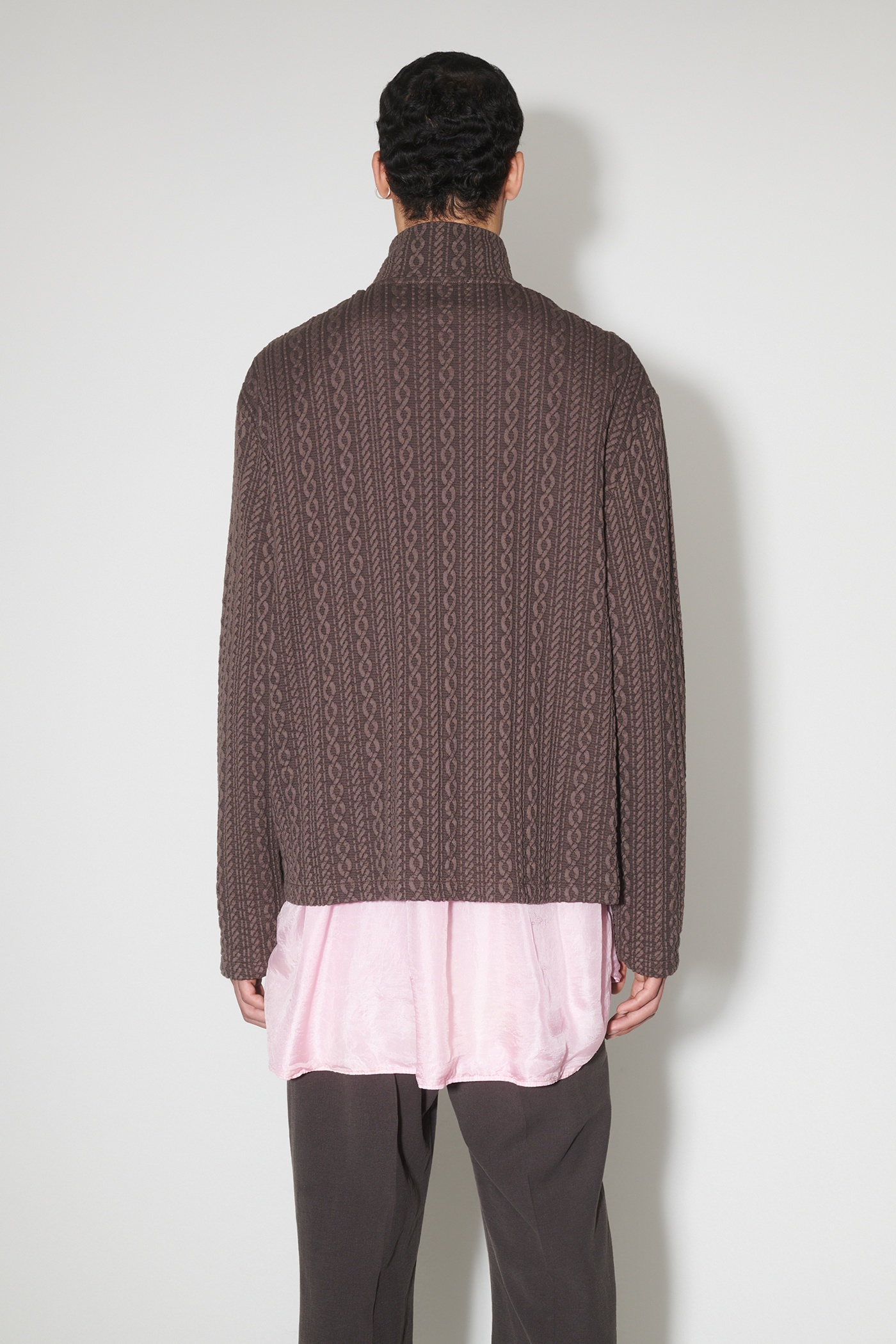 Shrunken Fullzip Polo Indulgent Choco Cable Jacquard - 5
