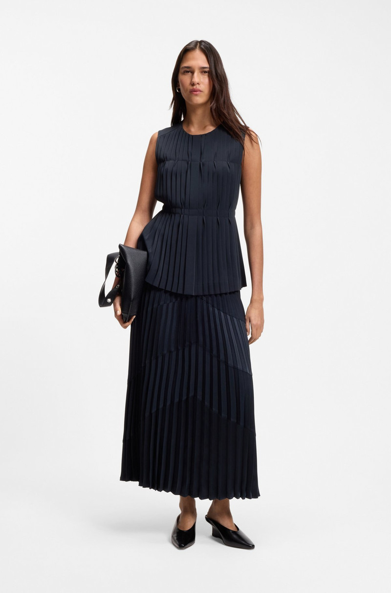 BOSS PLISSÉ-SATIN SKIRT WITH CHEVRON PATTERN outlook