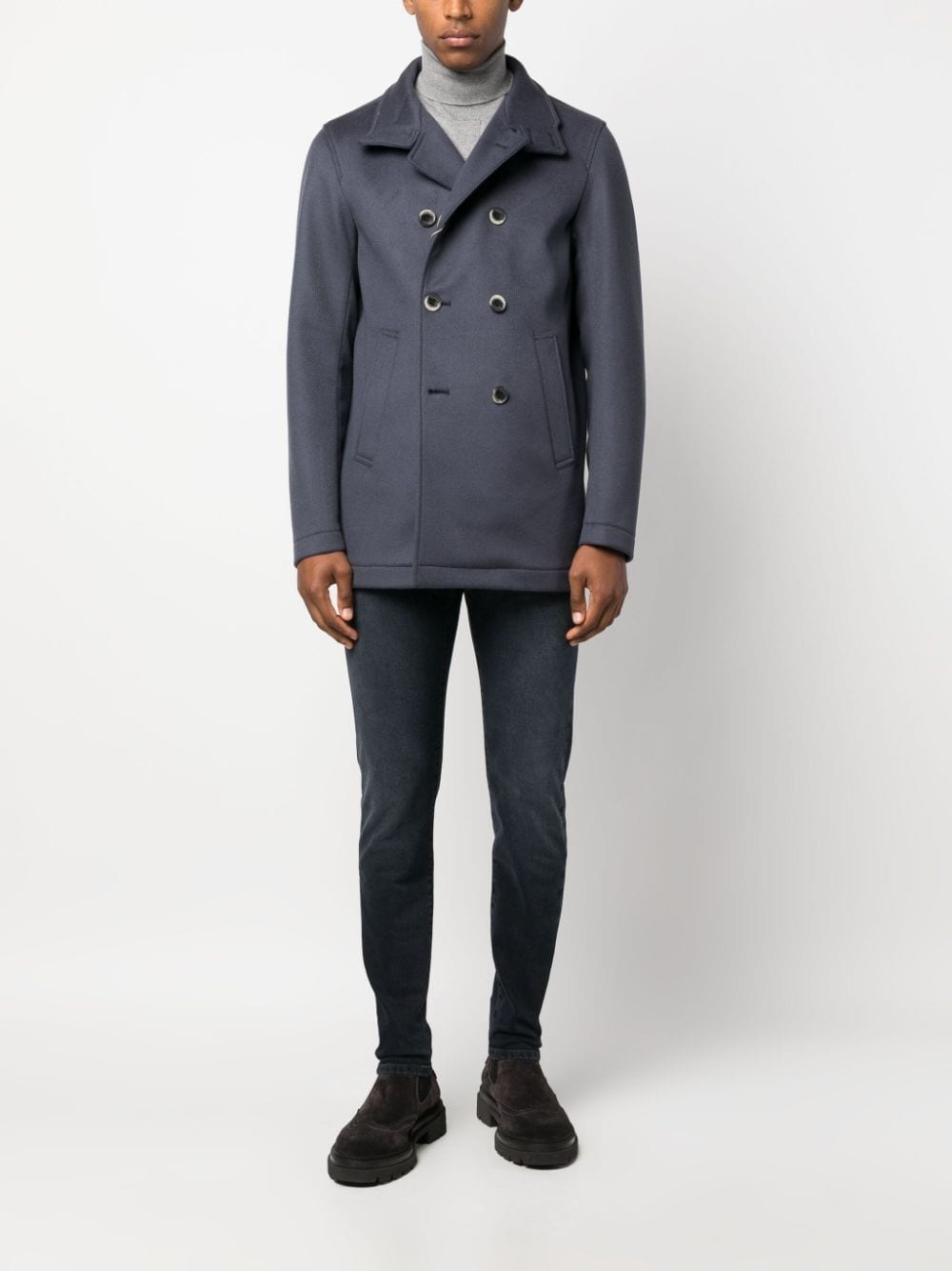 double-breasted wool-cashmere coat - 2