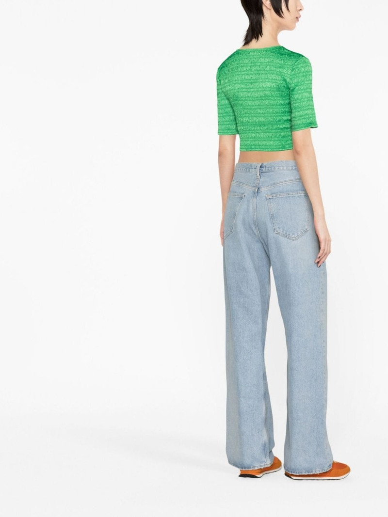 GANNI cropped smocked top outlook