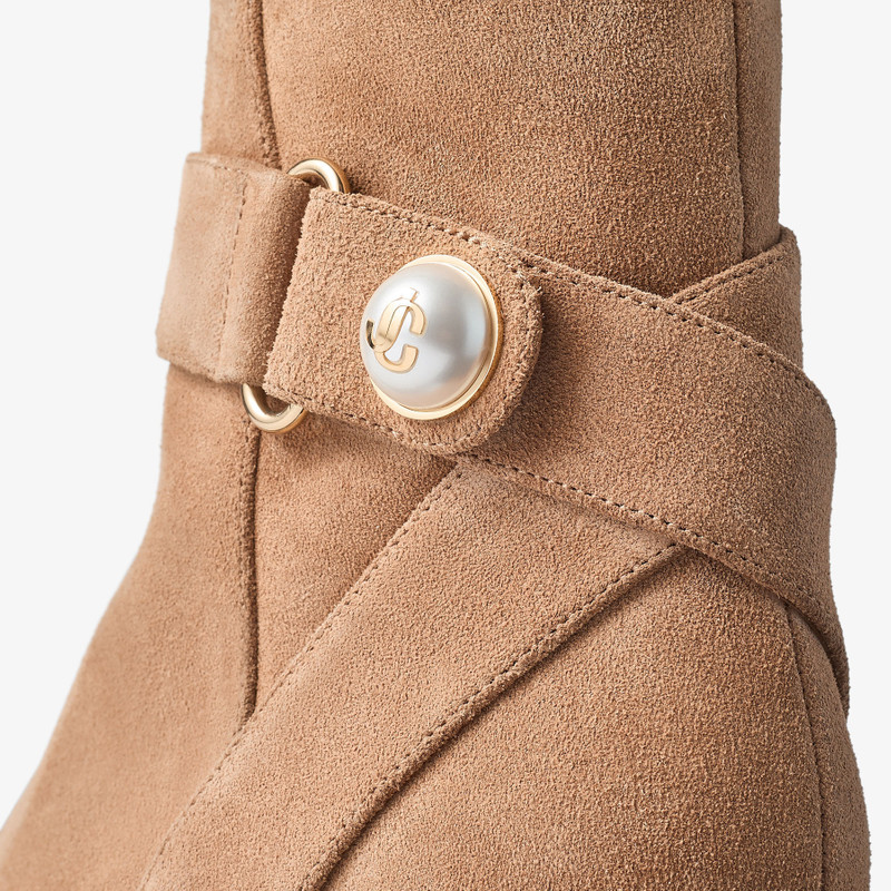 Noor 45 Toffee Velvet Suede Ankle Boots 4