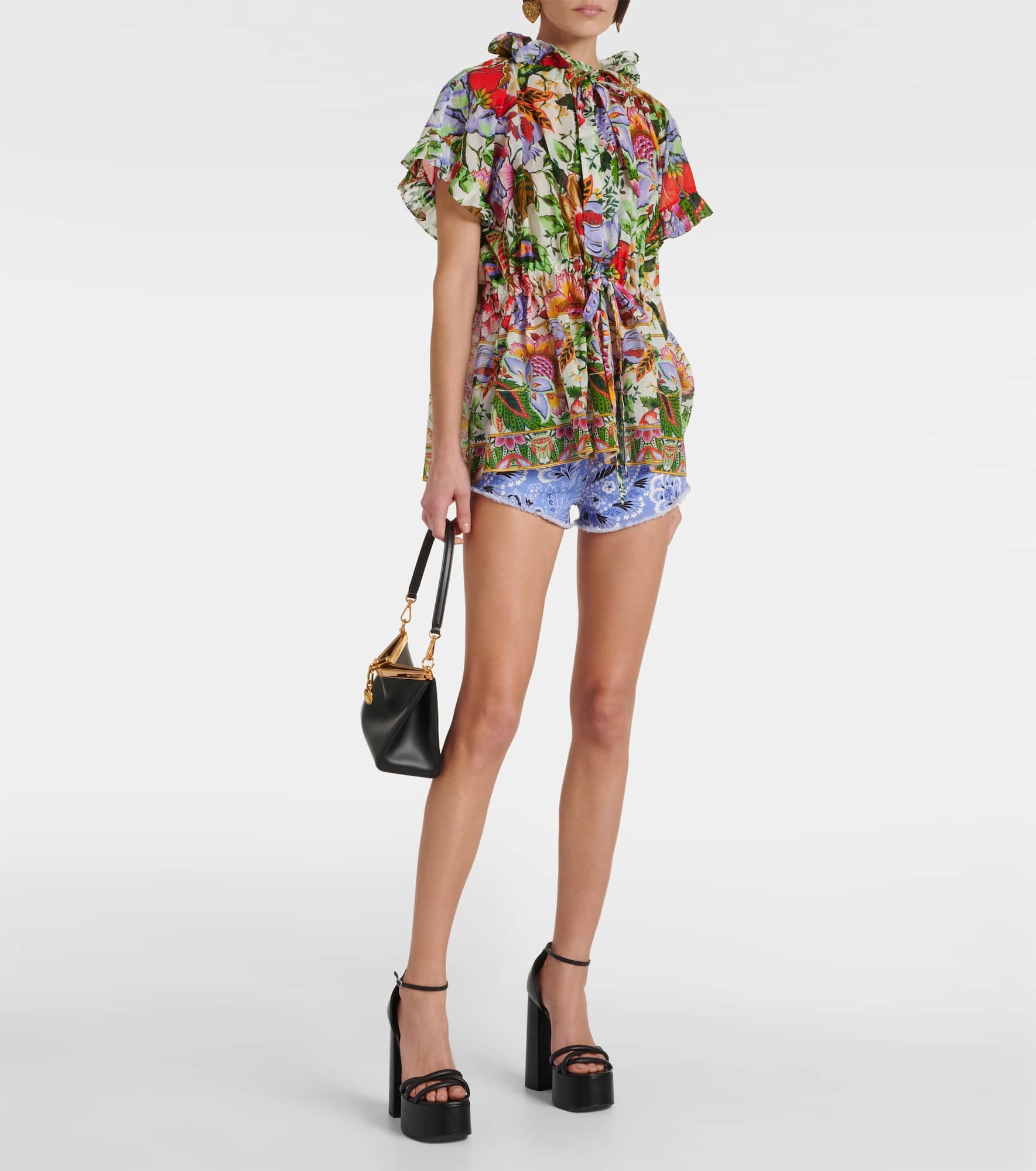 Floral ruffled cotton blouse - 2