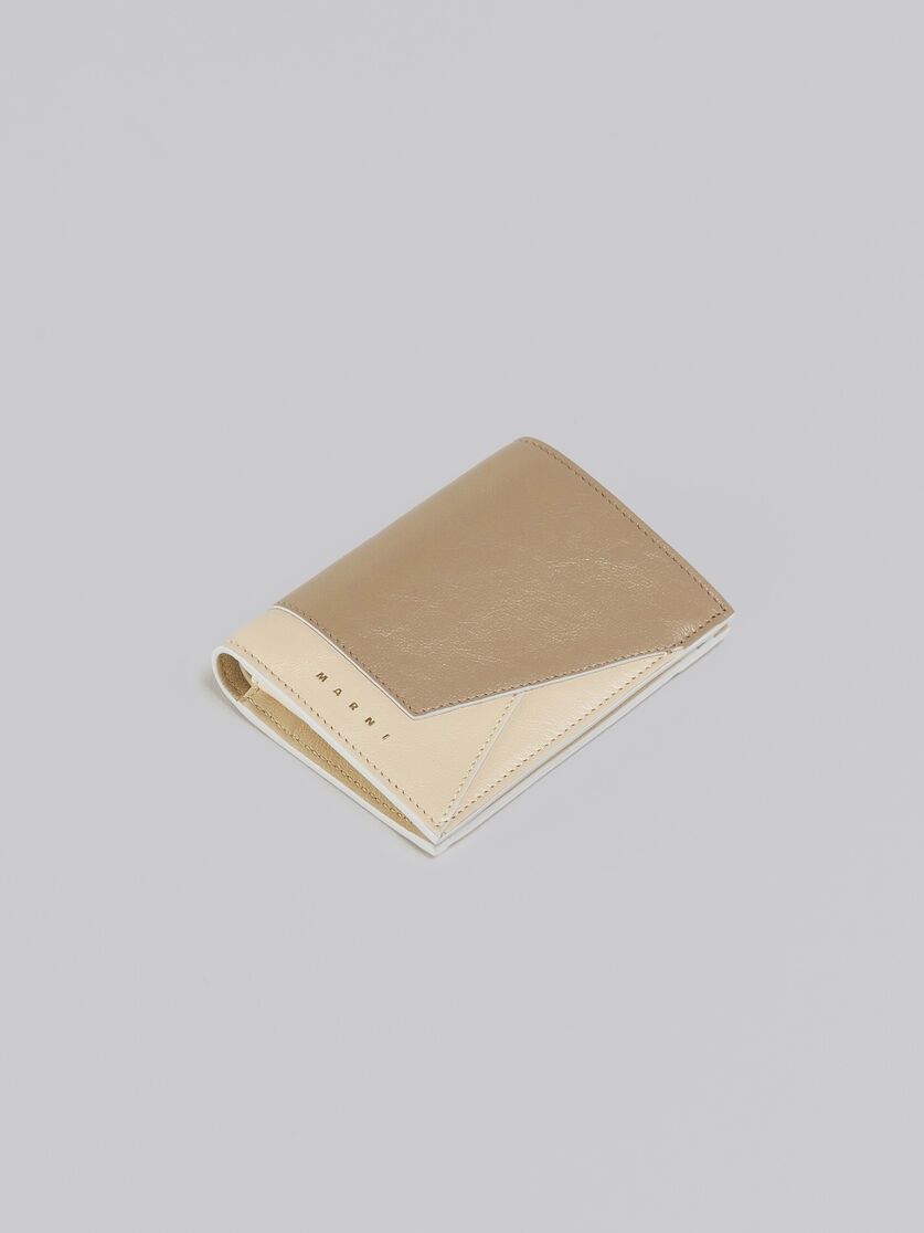 GREY-GREEN AND BEIGE LEATHER BI-FOLD WALLET - 5