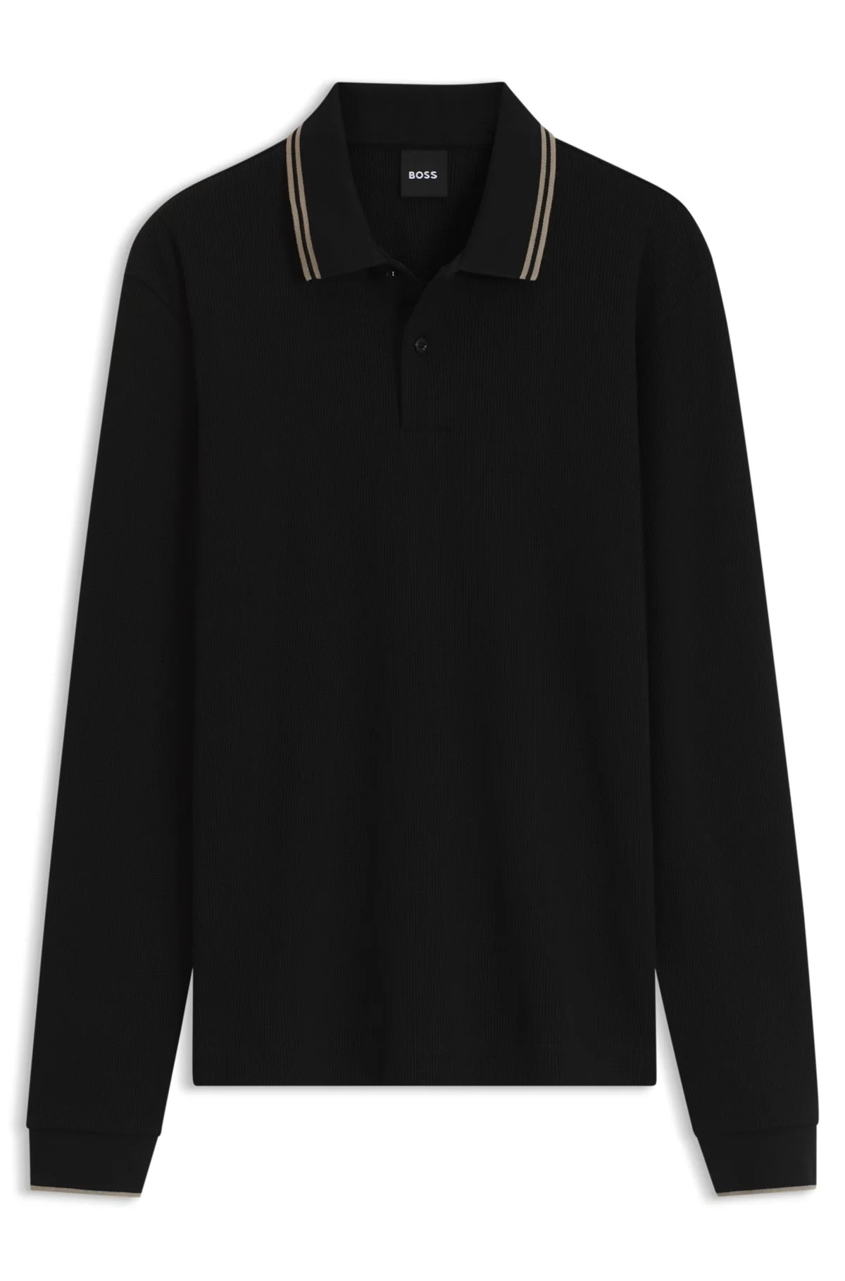 WAFFLE-TEXTURED POLO SHIRT IN STRETCH COTTON - 1