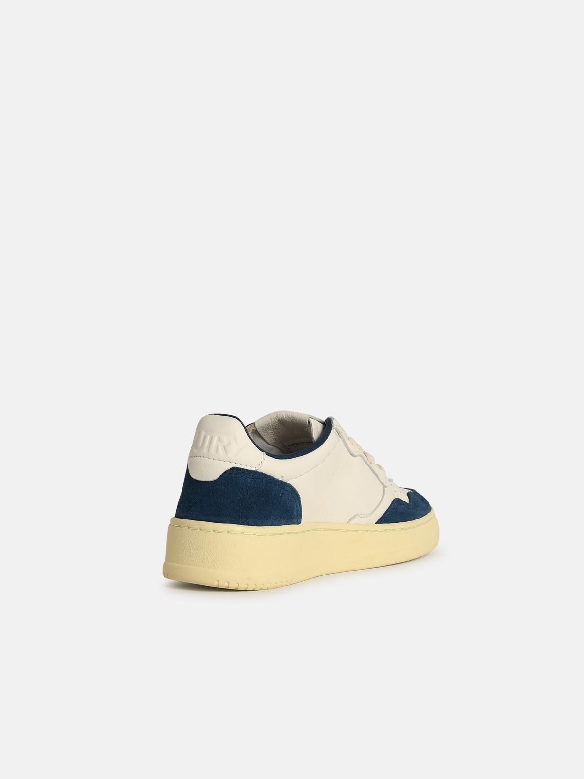 'MEDIALIST' BLUE LEATHER SNEAKERS - 3