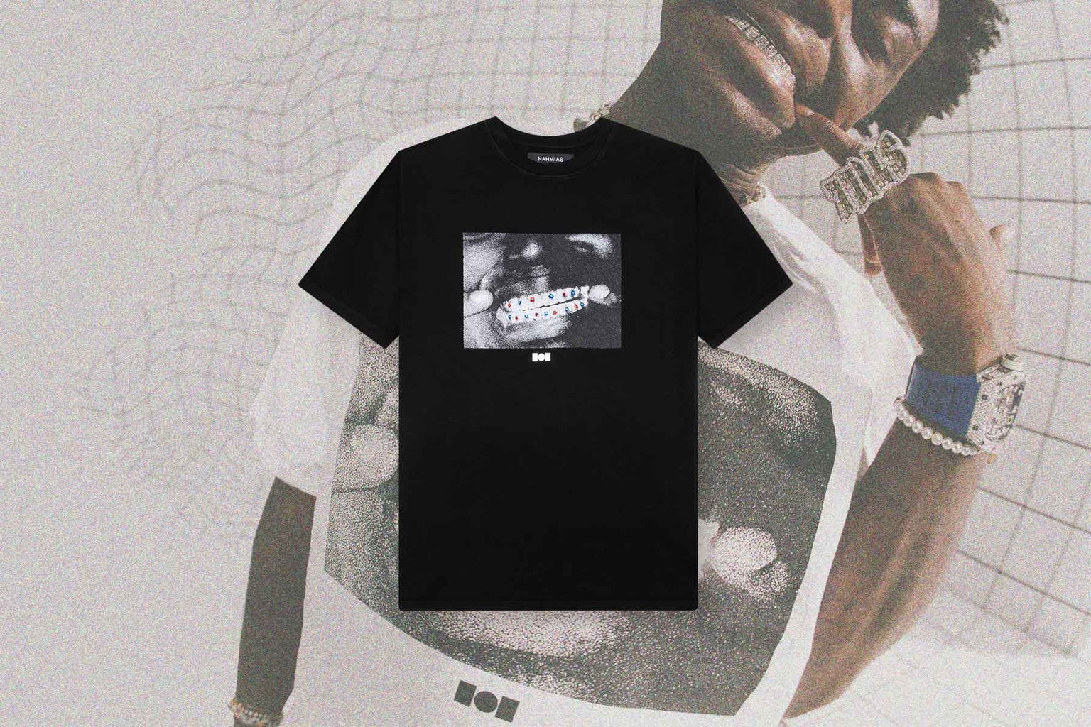 NAHMIAS X KODAK BLACK CRYSTAL GRILLZ T-SHIRT - BLACK - 5