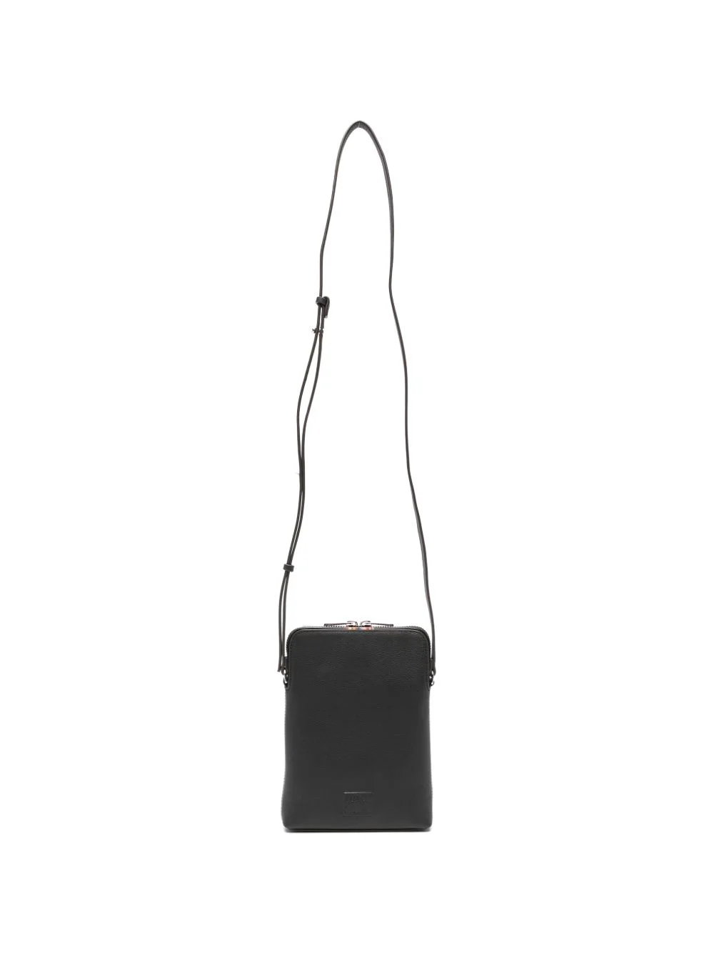 embossed-logo leather messenger bag - 1