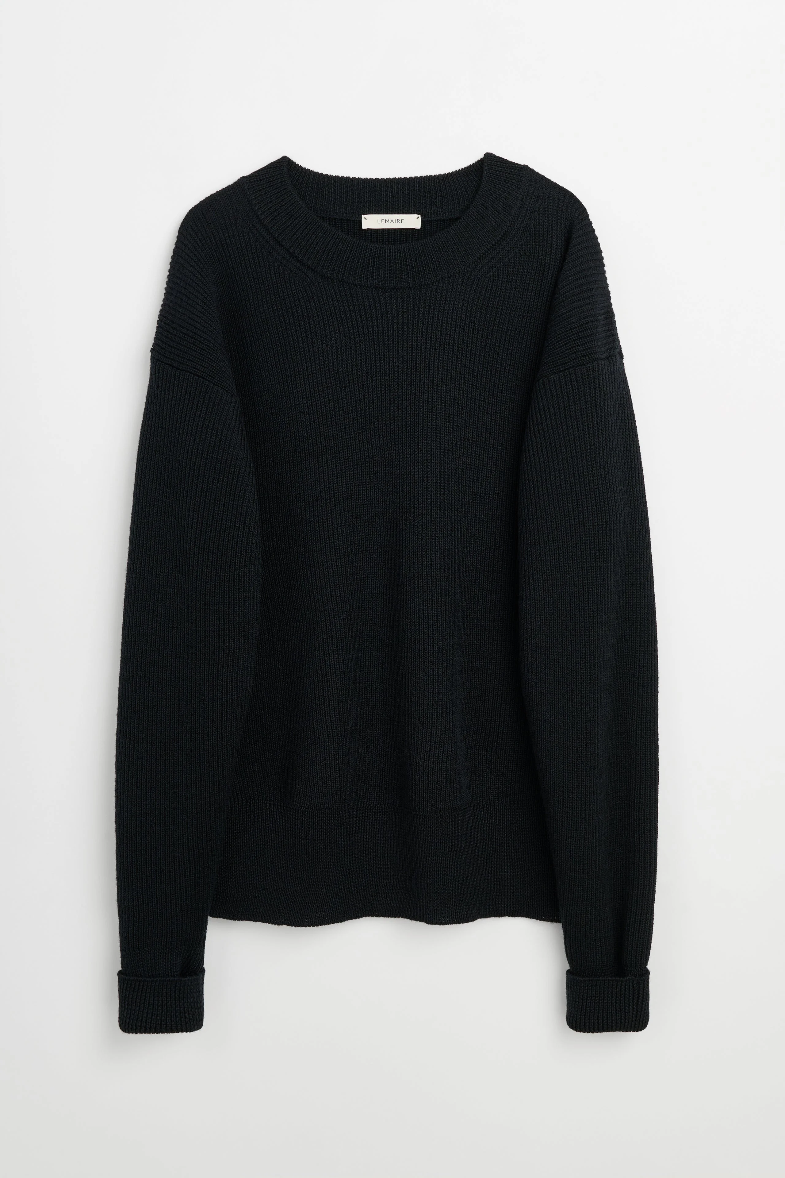 LEMAIRE BOXY ROUNDNECK SWEATER BLACK - 1