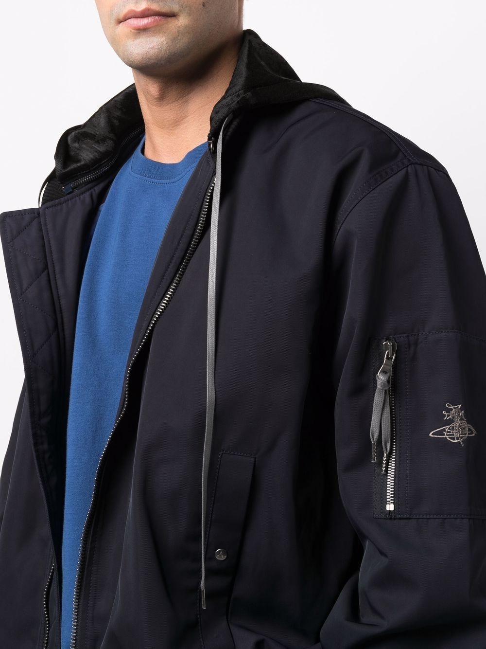 multiple-pocket zip-up hooded jacket - 5