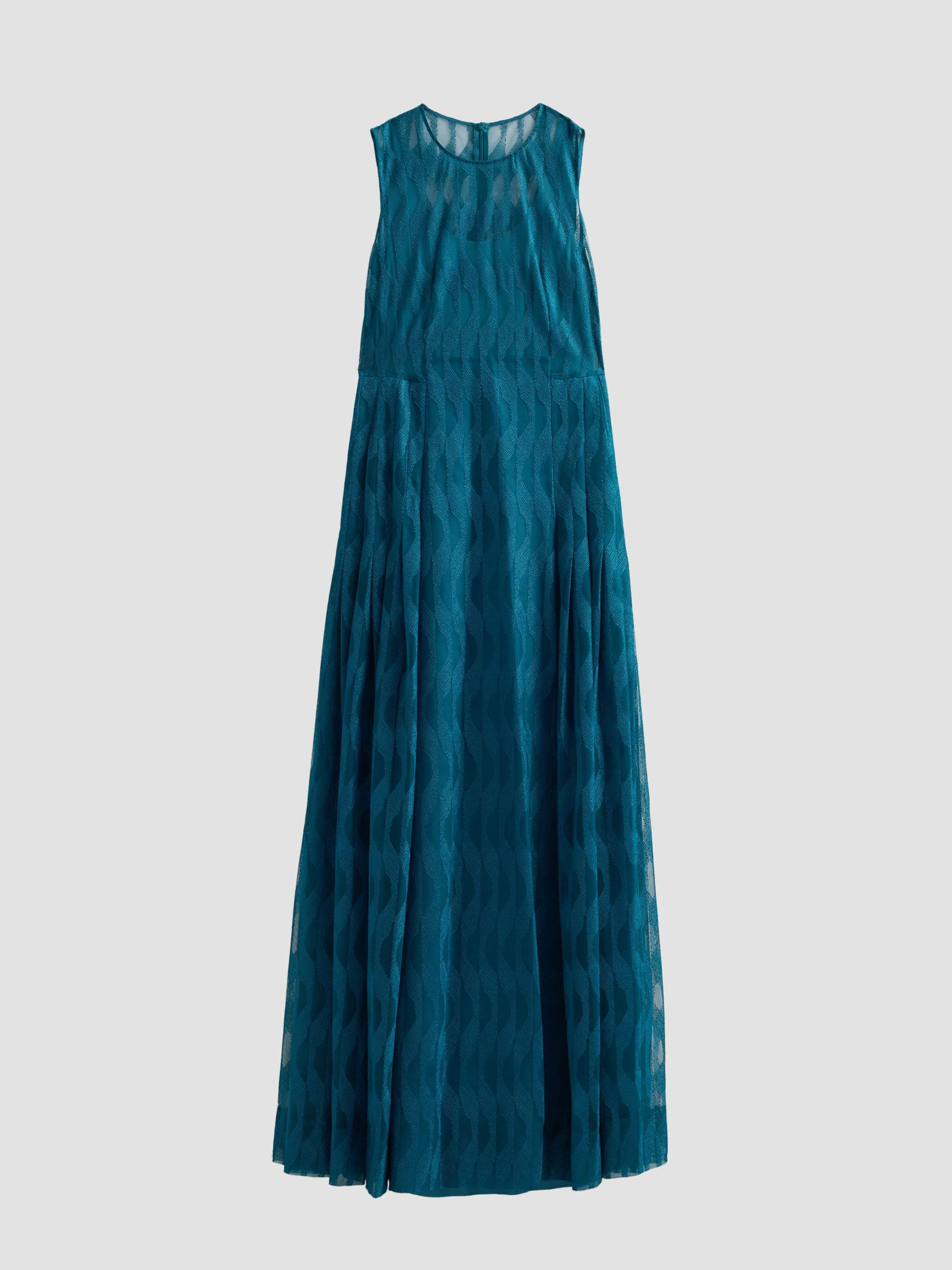 Women's High Plains Embroidered Tulle Sleeveless Pleated Gown - Light Otta - 1
