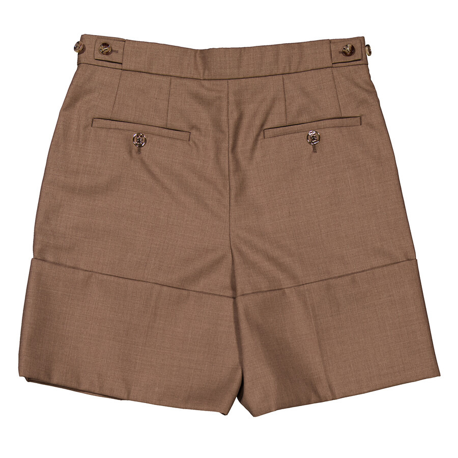 Burberry Ladies Deep Taupe Therry Asian Fit Leg Wool Tailored Shorts - 6