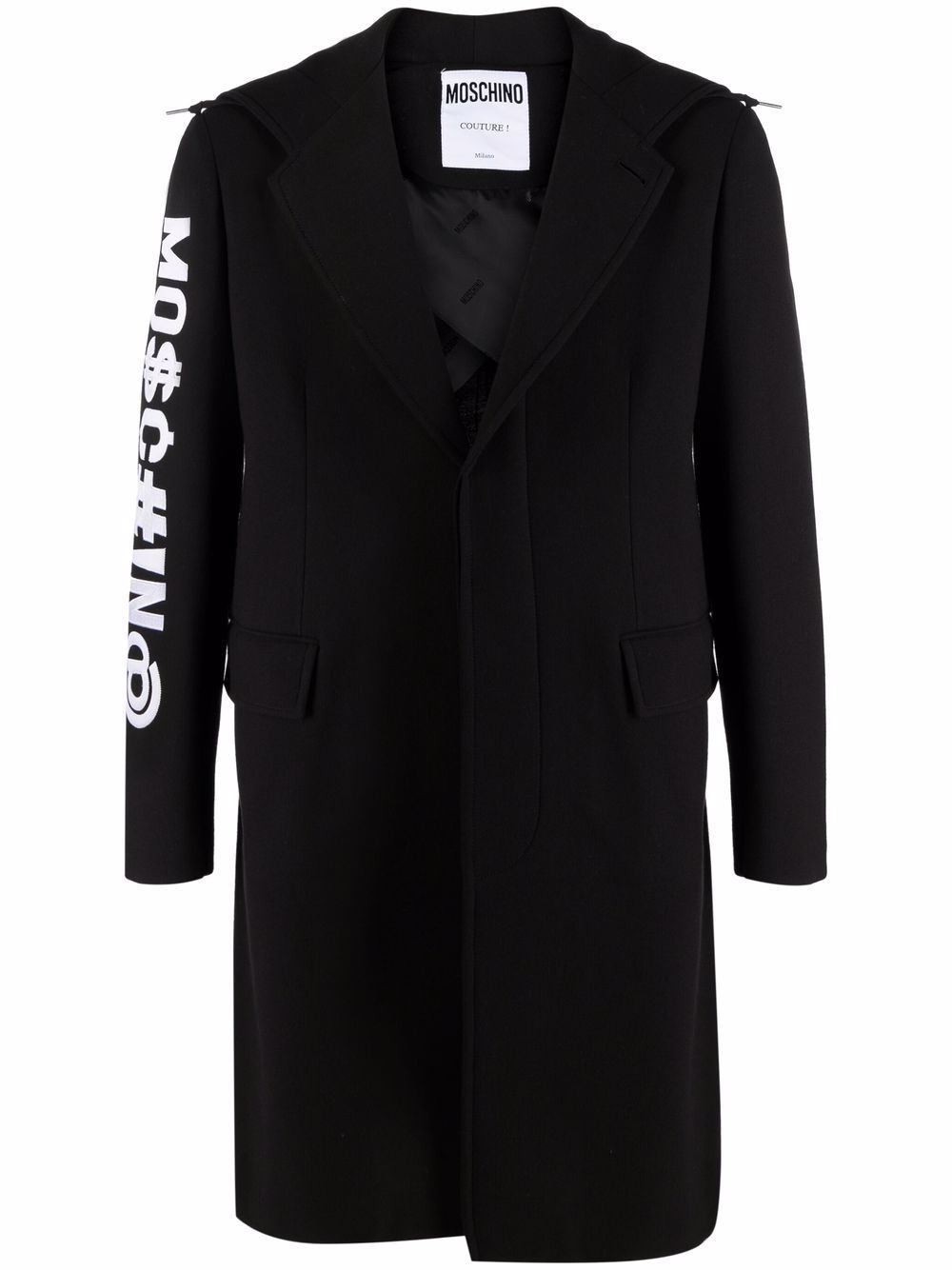 logo-print technical coat - 1