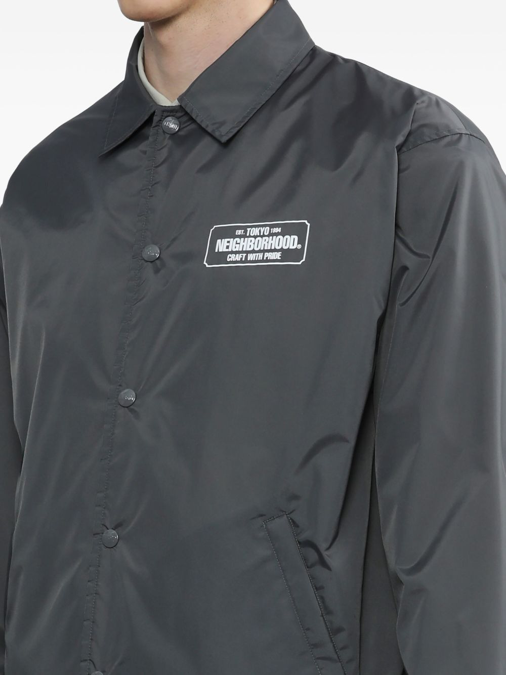 logo-patch button-fastening jacket - 5