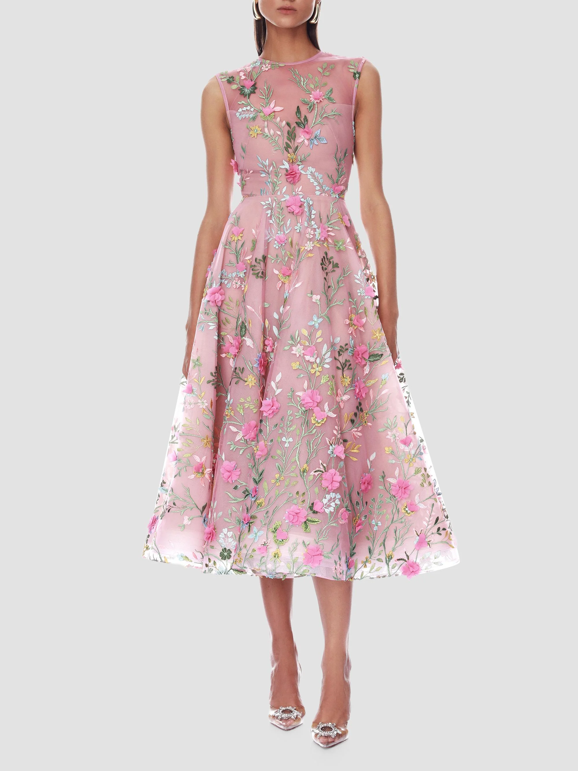 Women's Saba Blossom-Embroidered Midi Dress - Blush - 1