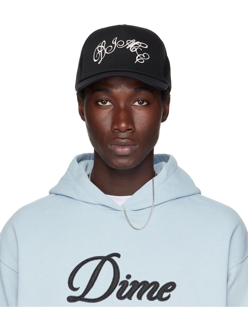 Black Embroidered Fighter Trucker Cap - 1