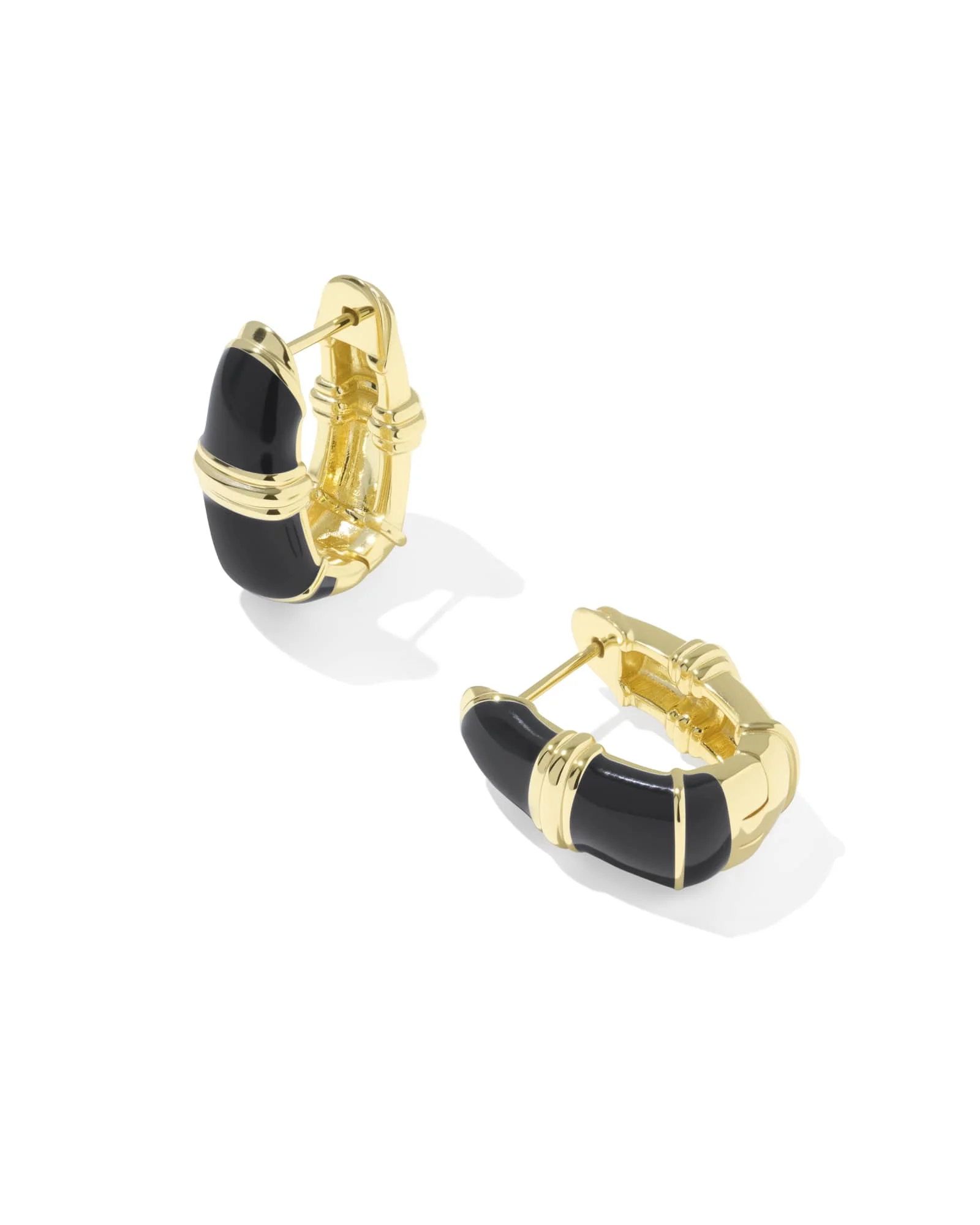 Courtney Gold Enamel Huggie Earrings - 1