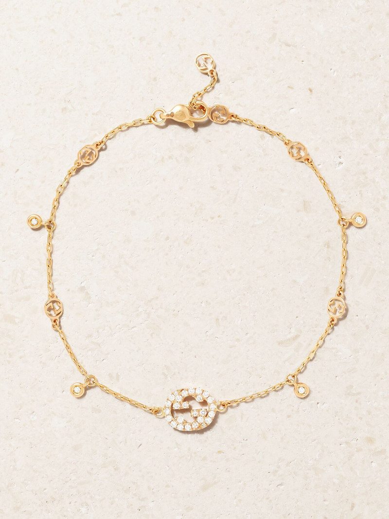 Interlocking G 18-karat rose gold diamond bracelet Gold 1