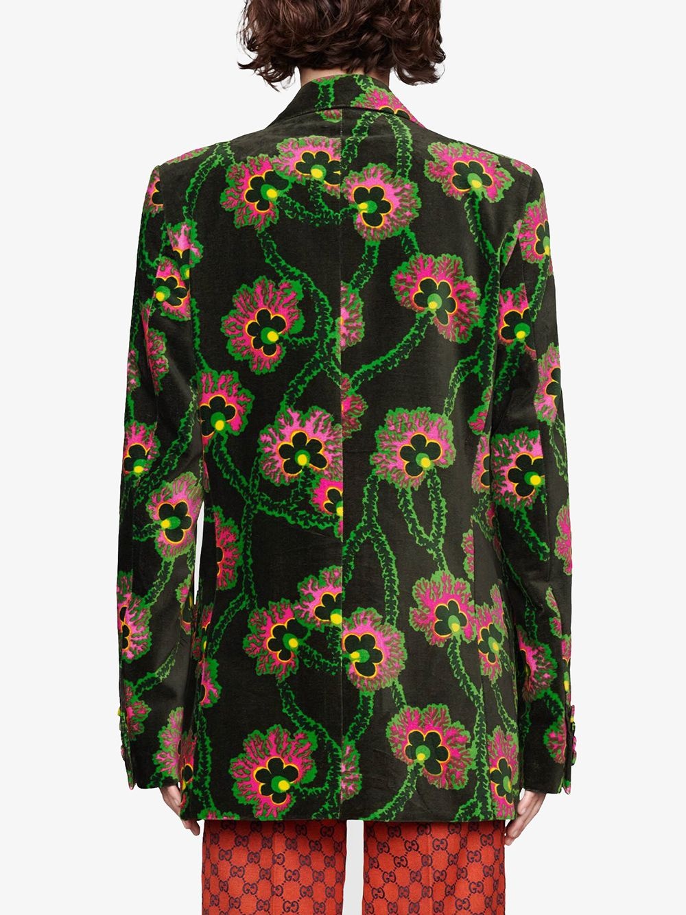 x Ken Scott floral print velvet jacket - 4