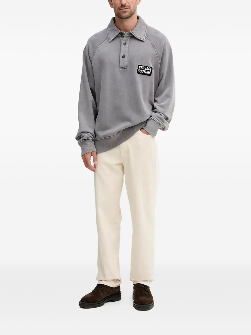 VERSACE JEANS COUTURE button-up logo-patch polo shirt outlook