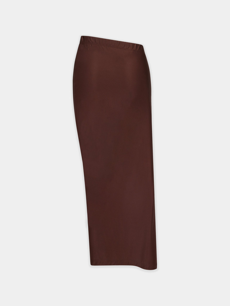 LONG DRAPÉ PRESSION CHOCOLATE SKIRT 5