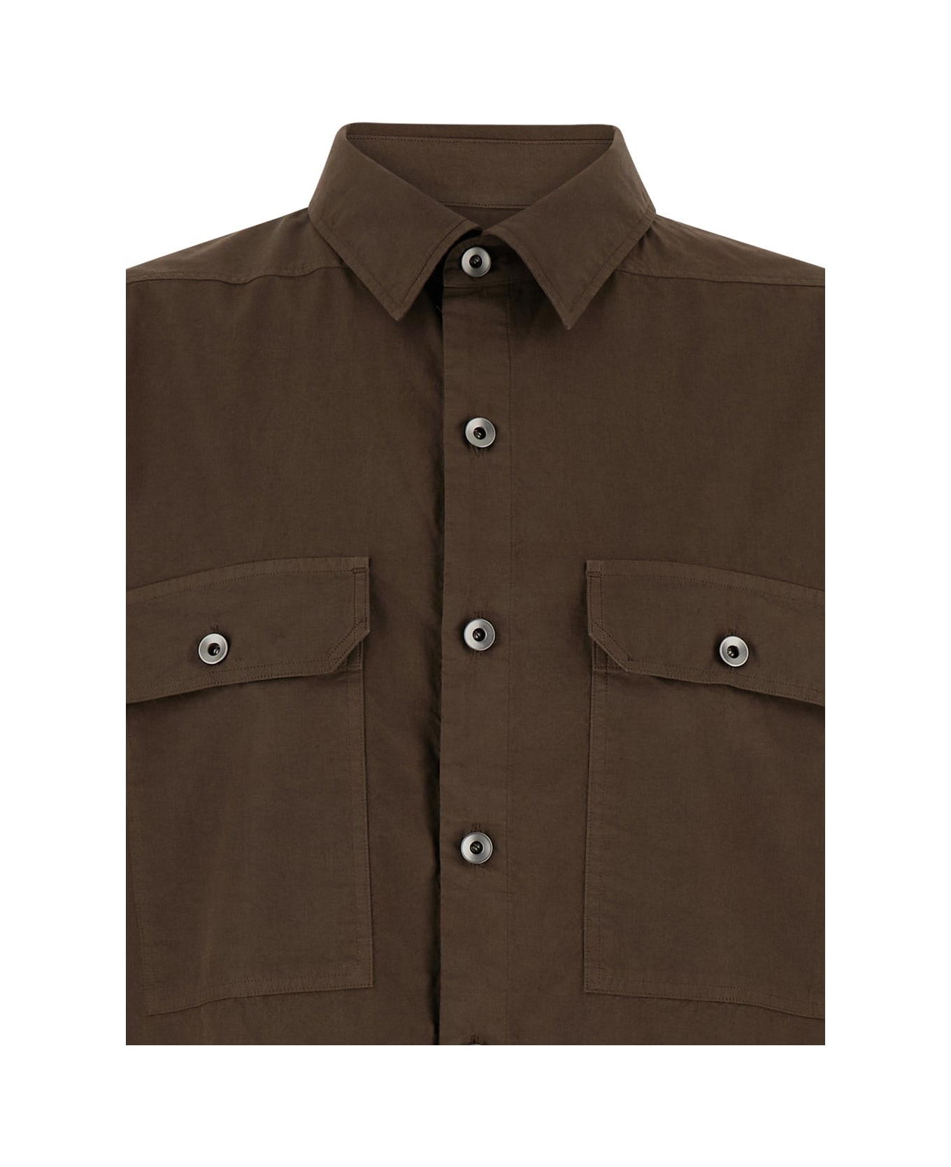 Brown Shirt With Oversize Band And Buttons In Cotton Man - 3