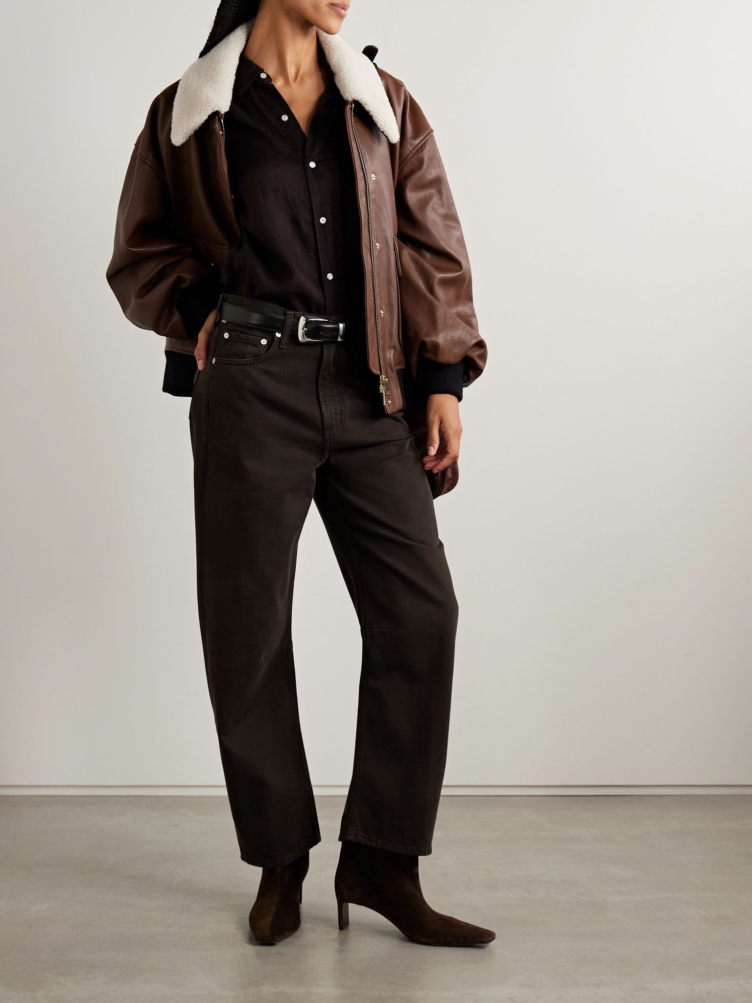 Miro mid-rise barrel-leg jeans Brown - 2