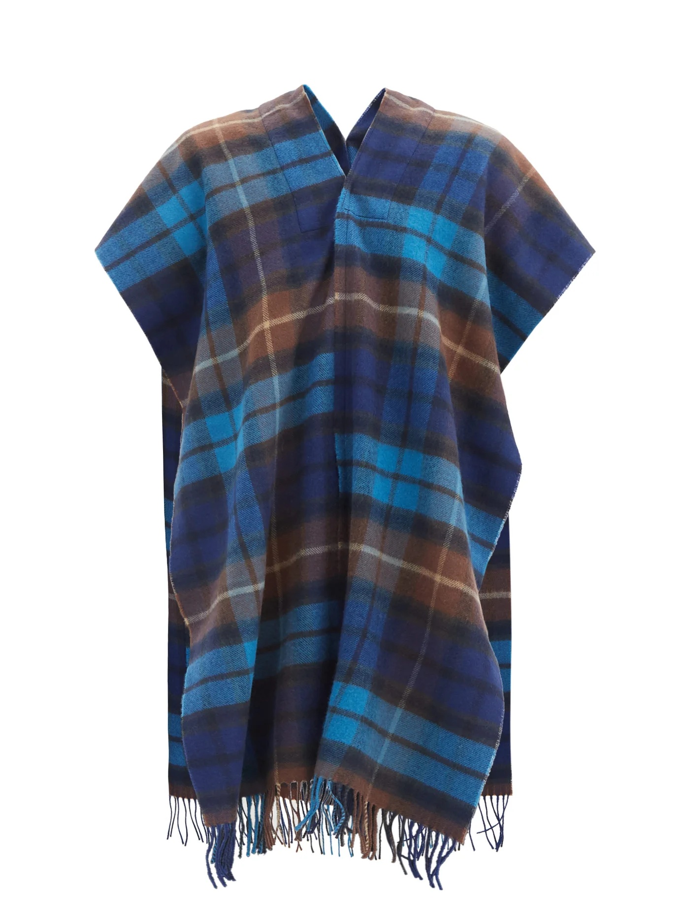 Tartan wool poncho - 1