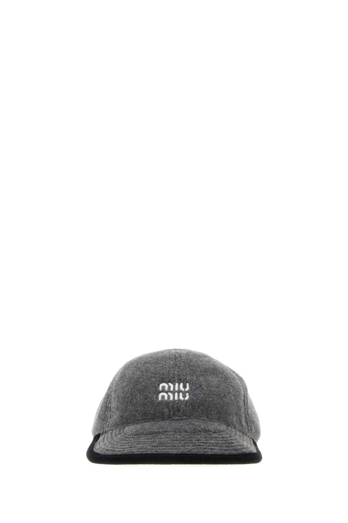 Miu Miu CAPPELLI Flannel Baseball Cap — Gray - 1
