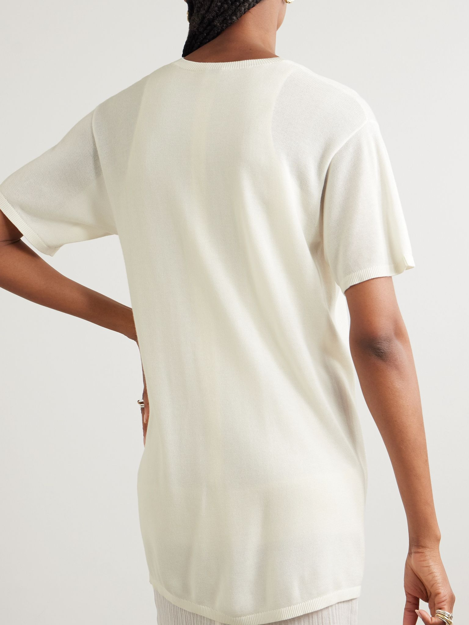 Lyocell and cashmere-blend T-shirt White - 3