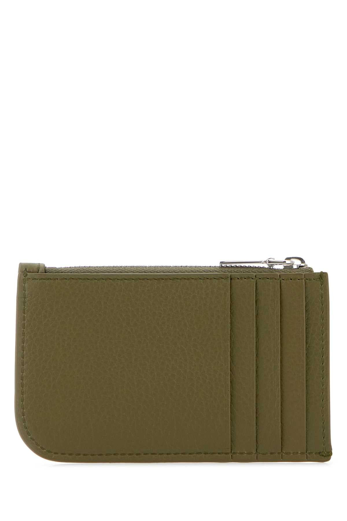 Alexander Mcqueen Men Army Green Leather Card Holder - 3