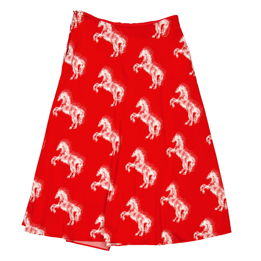 Stella McCartney Ladies Red Pixel Horses Bow Detailed Skirt - 6