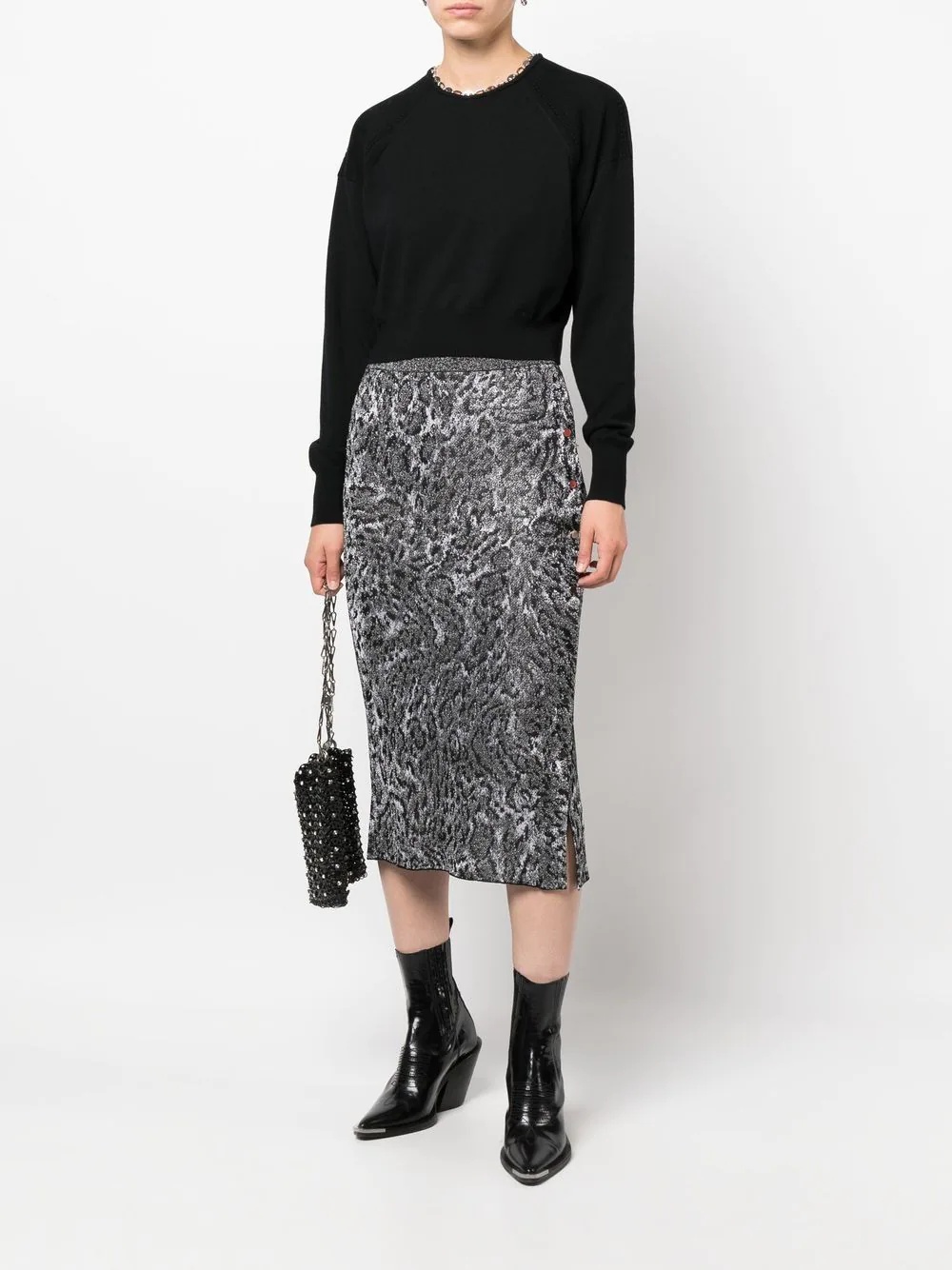 chain-link neckline sweater - 2