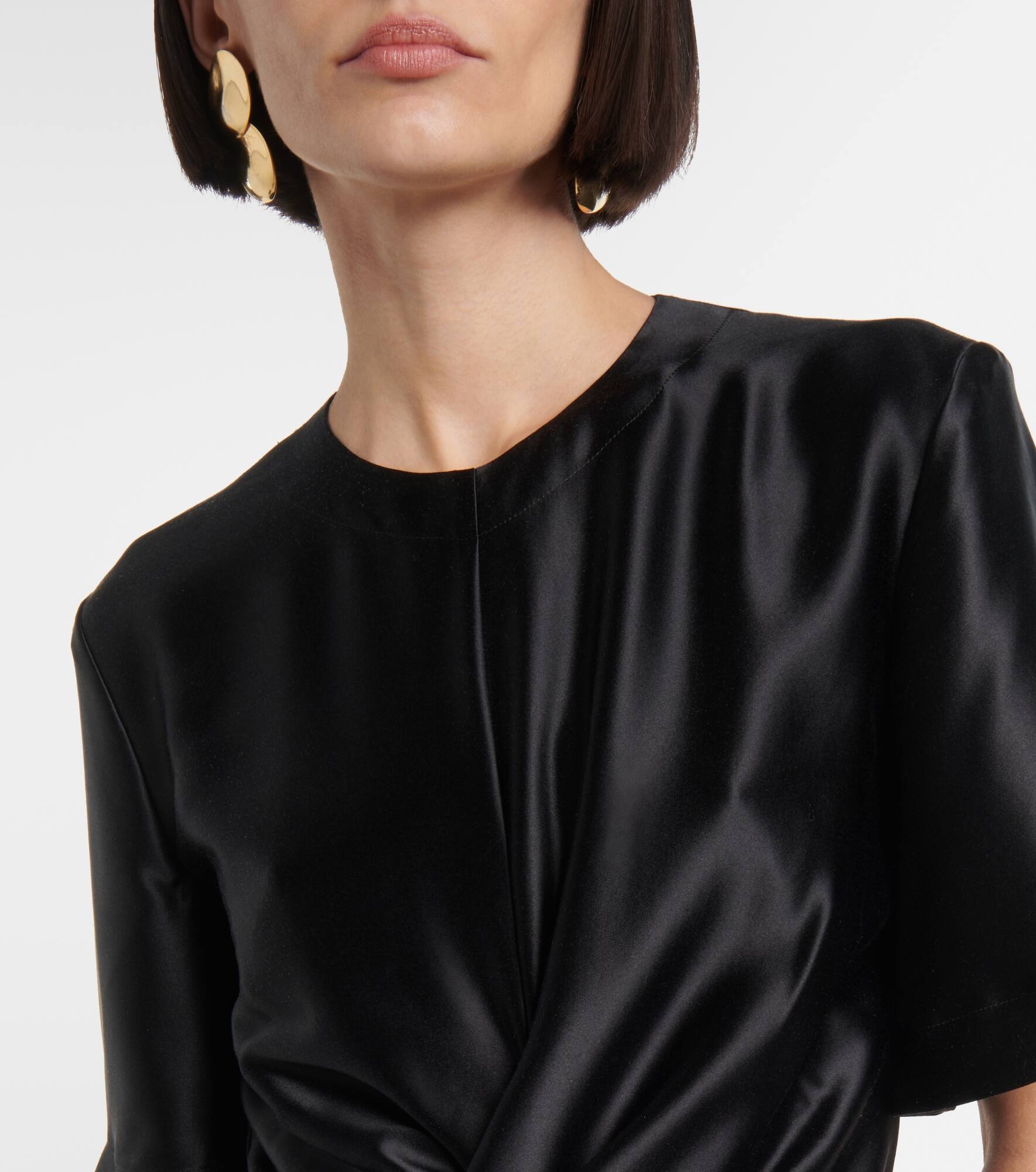 Honey belted silk satin midi dress - 4