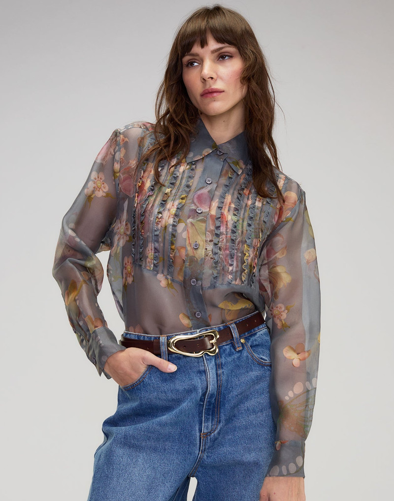 Claude Silk Organza Tuxedo Shirt 1