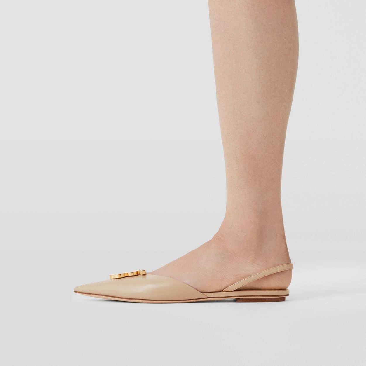 Monogram Motif Leather Slingback Point-toe Ballerinas - 3