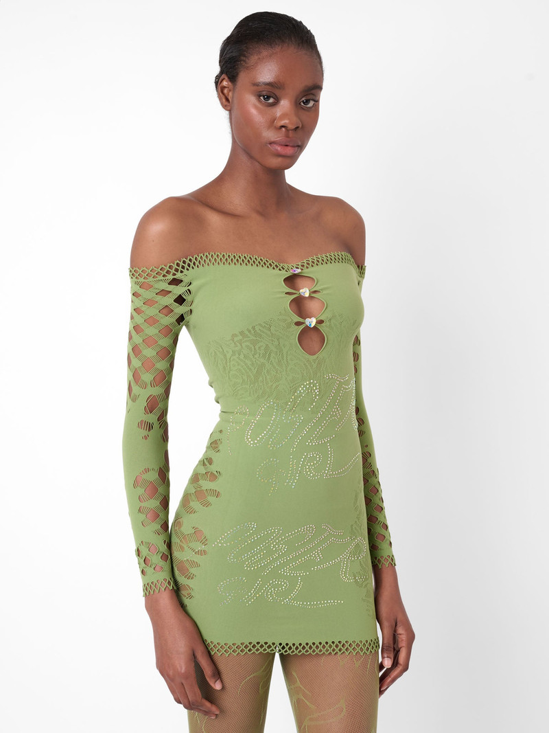 POSTER GIRL COCO DRESS LONG SLEEVE IN SATIVA GREEN outlook