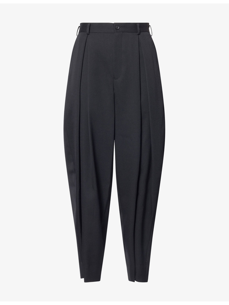 Tapered Pleat Wide-Leg Wool Trousers 1
