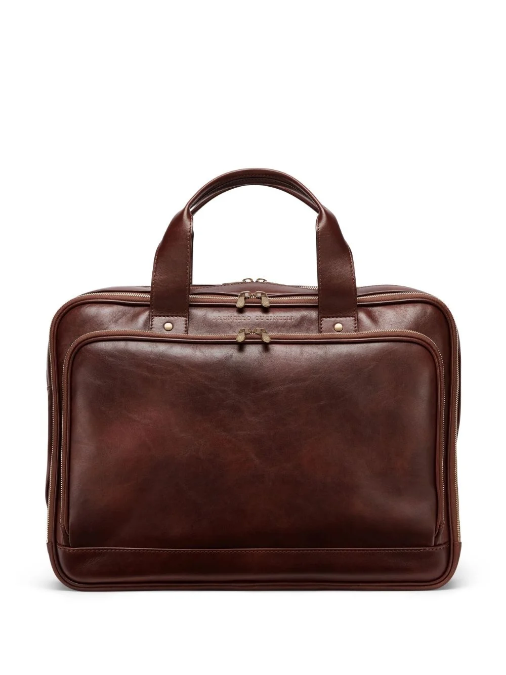 logo-stamp leather briefcase - 1
