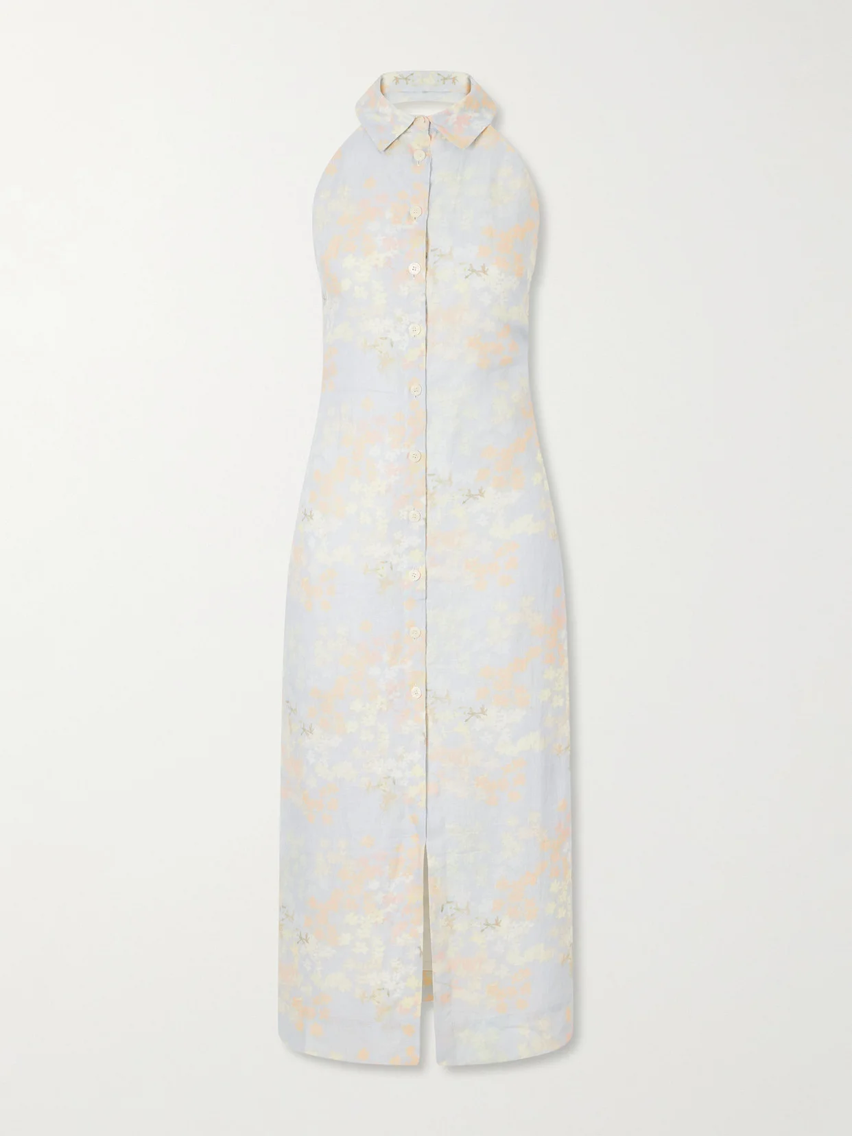 Cici Jasmin Floral-print Linen Halterneck Midi Dress - 1