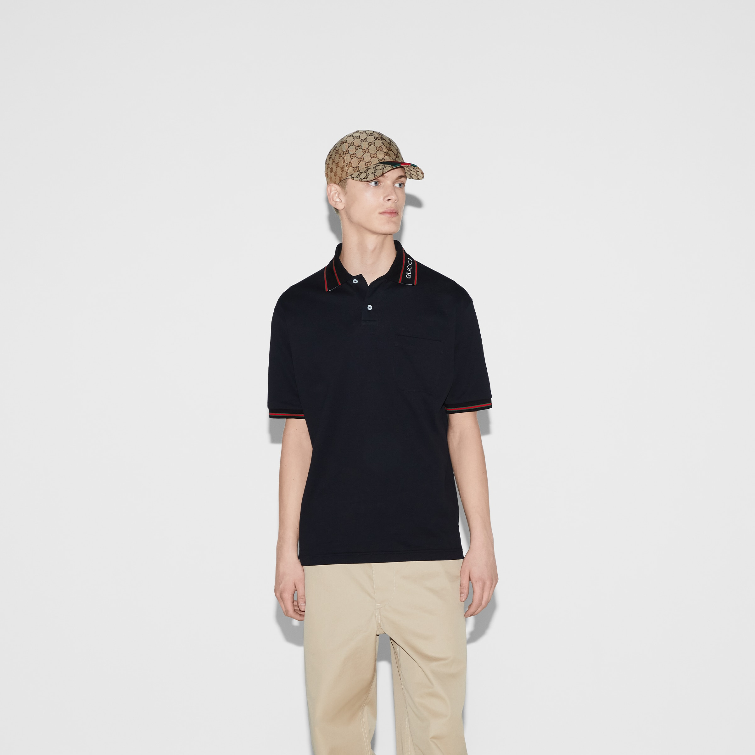 Cotton piquet polo shirt with Web - 3