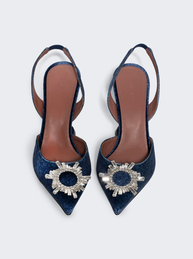 Begum Slingpback Pumps 95mm Velvet Denim 3