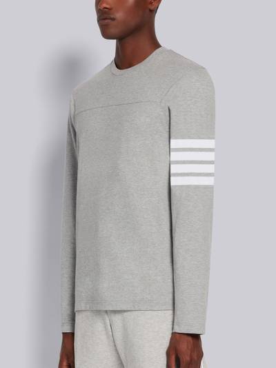 Thom Browne Light Grey Cotton Jersey 4-Bar Long Sleeve Yoke Seam Tee outlook