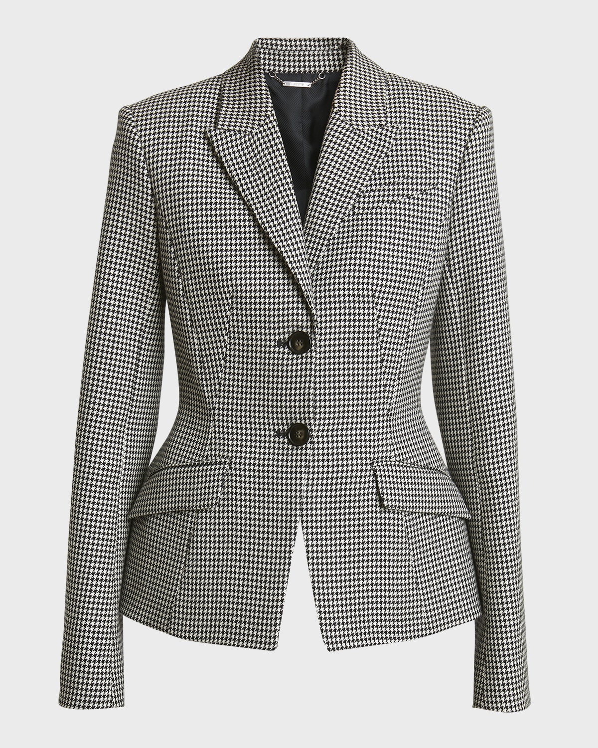 Houndstooth Single-Breasted Tailored Blazer - 1