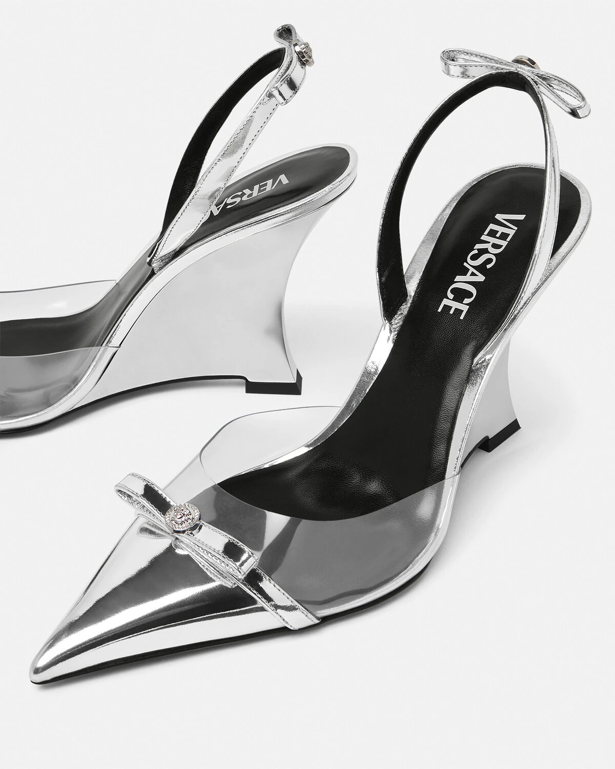 Gianni Ribbon Metallic Wedge Pumps 3.7"/95 mm - 6